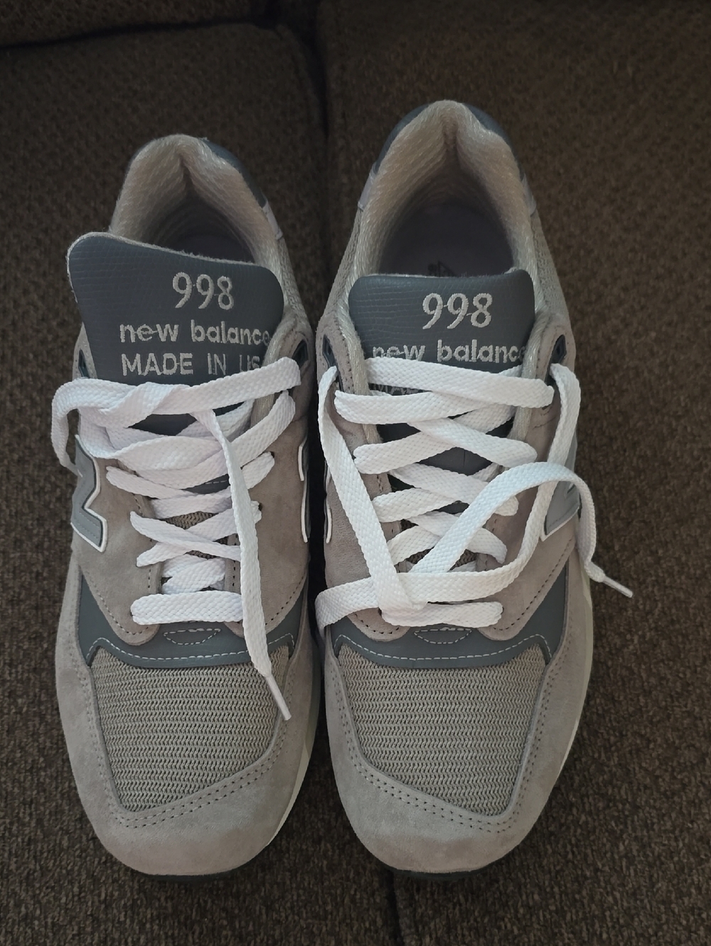 NWOT New Balance 998 Gray Suede & Mesh Sneakers with White Laces